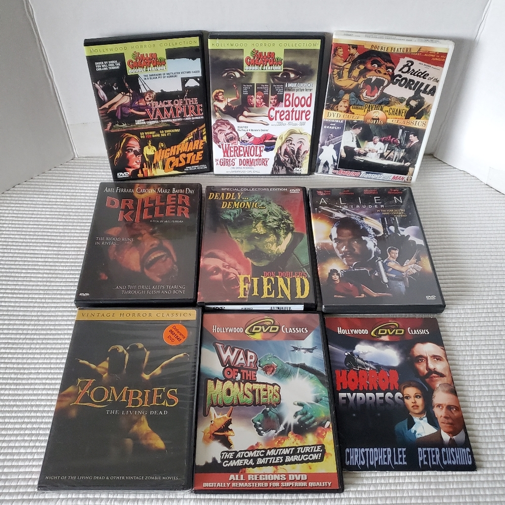Lot of 9 DVD Horror Movies Killer Creature Double Feature Vampire